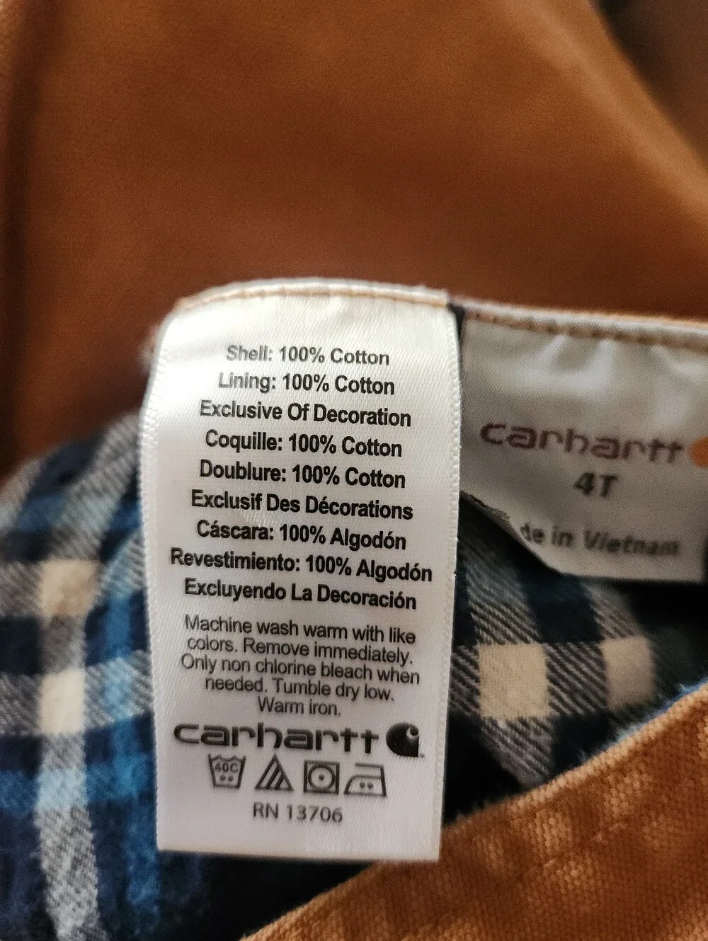 CARHARTT Duck Canvas Flannel Lined Overalls